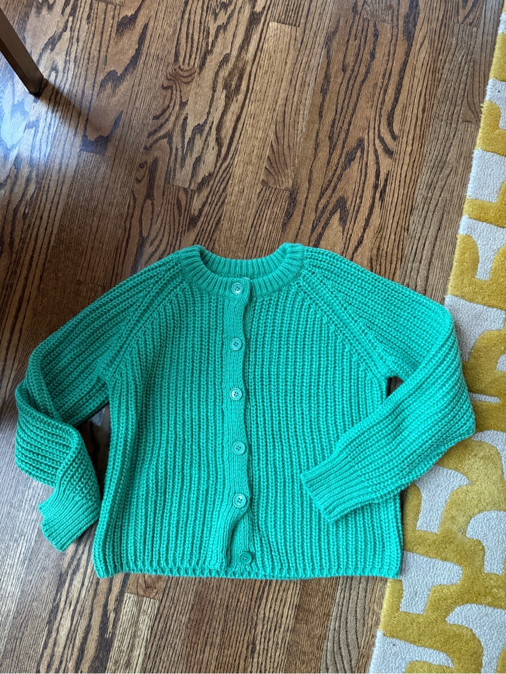 Amazon Women's Teal Green Ribbed Button-Front Cardigan